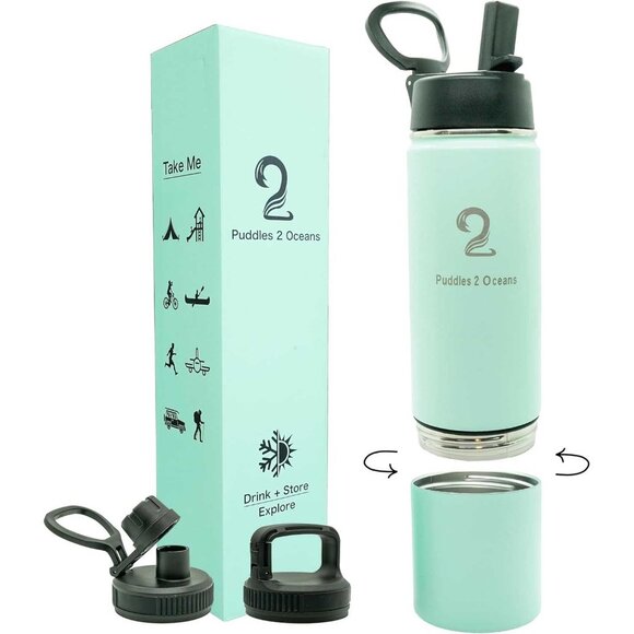 Puddles 2 Oceans Insulated Water Bottle & Snack Container - Picture 1 of 14